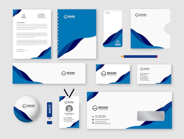 Vector corporate business stationery items set