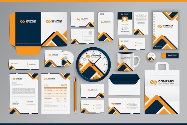 Vector corporate business stationery template design set with brand identity package