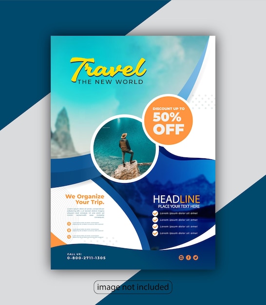 corporate business travel flyer design and brochure cover template