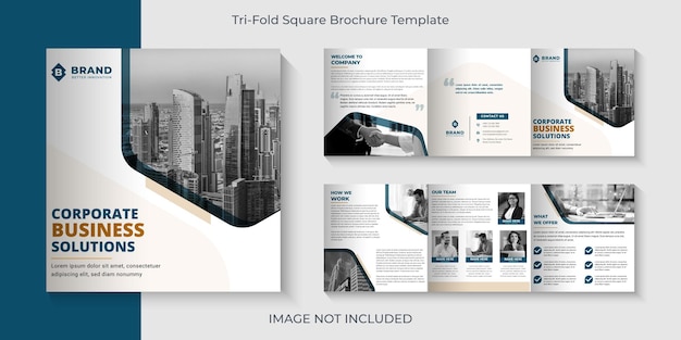 Modello di brochure quadrata a tre ante per affari aziendali 6 pagine vettore premium