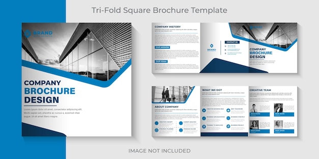 Corporate business trifold square brochure 6 pages template Premium Vector