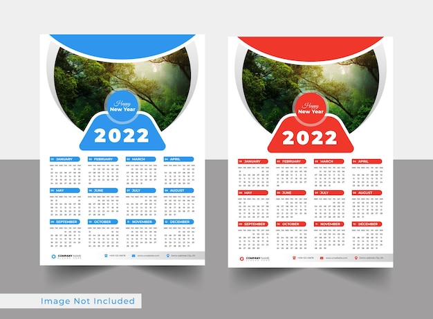 Modello di progettazione del calendario da parete aziendale e aziendale 2022