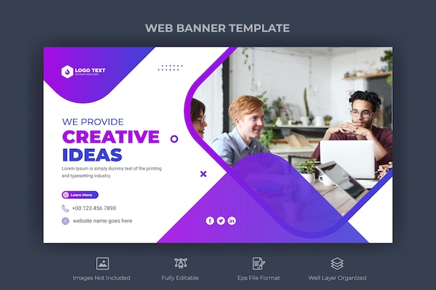 Vector corporate business web banner and youtube thumbnail template