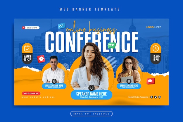Corporate business webinar or conference online promotion web banner