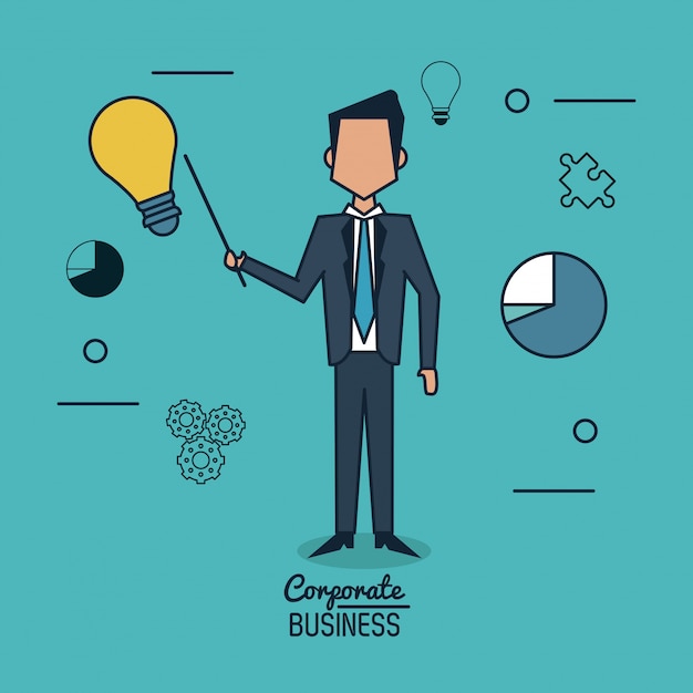 Vector corporate business with exponent businessman standing