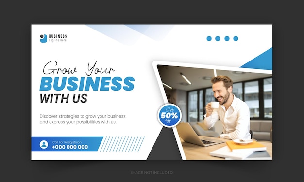 Vector corporate business youtube thumbnail and web banner design live streaming video thumbnail template