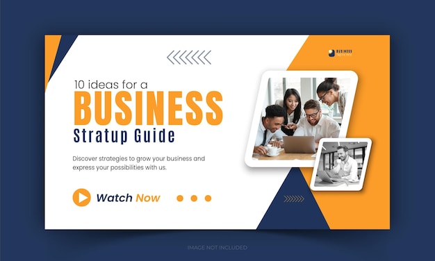 Corporate business YouTube video miniatuur en web banner ontwerp sjabloon in gele blauwe kleur