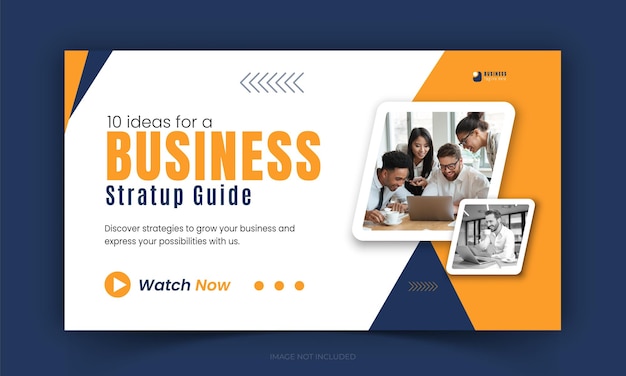 Vector corporate business youtube video thumbnail and web banner design template in yellow blue color