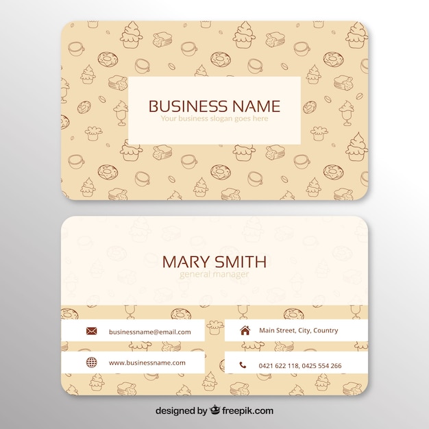 Vector corporate card with hand-drawn sweets