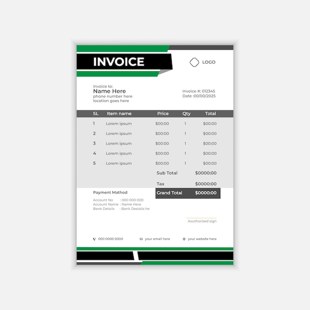 corporate clean modern invoice design
