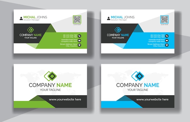 Corporate clean style modern business card design, professional creative visiting card template.