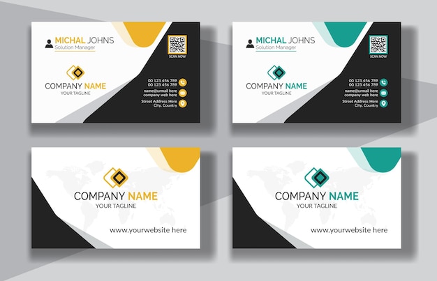 Corporate clean style modern business card design, professional creative visiting card template.