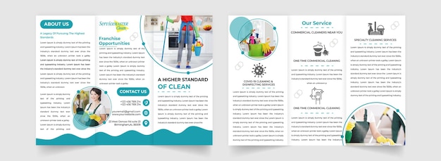 Corporate cleaning service trifold brochure template