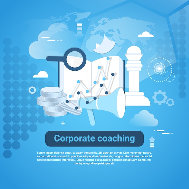 Banner di web modello di coaching aziendale con spazio di copia