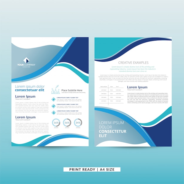 Corporate company blue business brochure with report