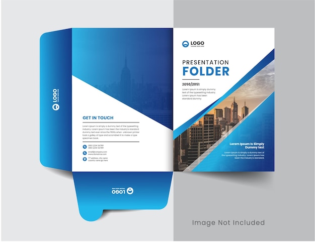 Corporate company presentation folder layout concept design with modern shapes