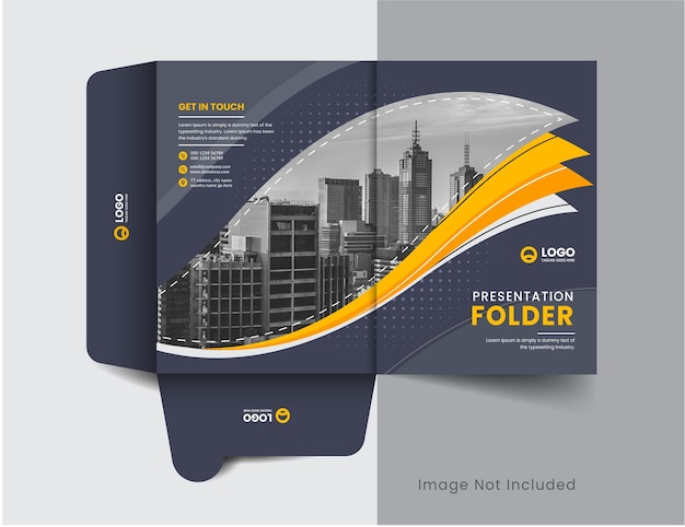 Vector corporate company presentation folder layout concept design with modern shapes