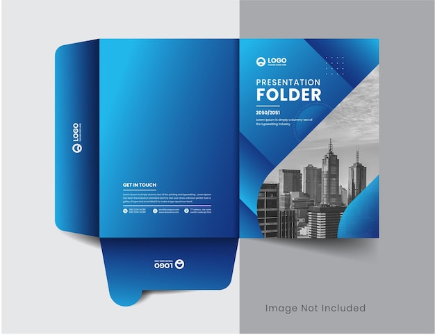 corporate company presentation folder layout concept design with modern shapes