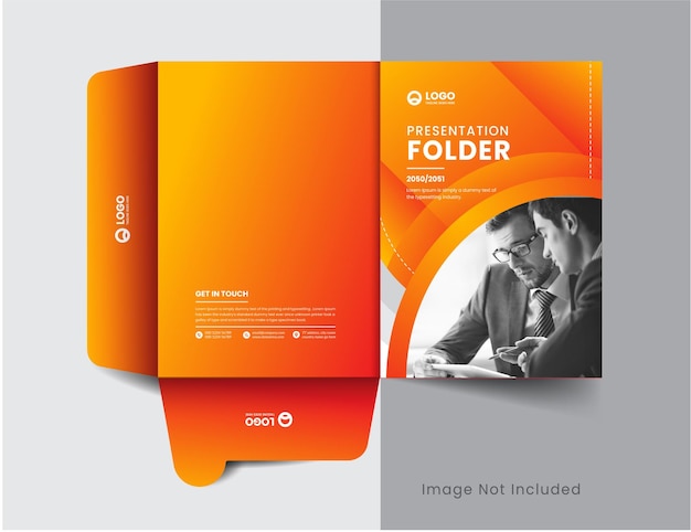 Corporate company presentation folder layout concept design with modern shapes