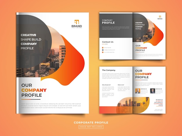 Corporate company profile bifold brochure template design