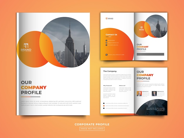 Corporate company profile bifold brochure template design