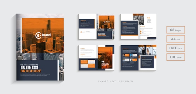 Corporate company profile brochure template, multipage bifold brochure layout design