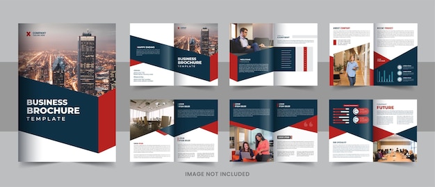 Corporate company profile template design minimal red color shape business brochure