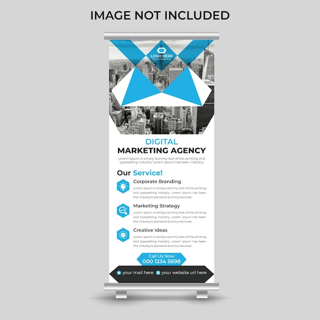 Corporate creatieve moderne abstracte zakelijke roll-up banner standee banner ontwerpsjabloon