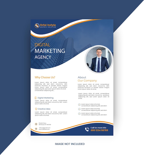 Vector corporate creative digital marketing agency business flyer leaflet template design