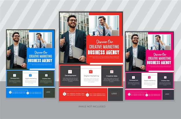 Corporate and creative modern business with three colors template design layout