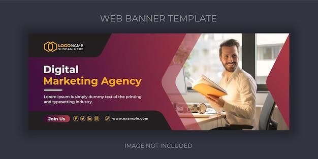 企業のデジタルビジネスマーケティングソーシャルメディアの投稿またはWebバナーテンプレート