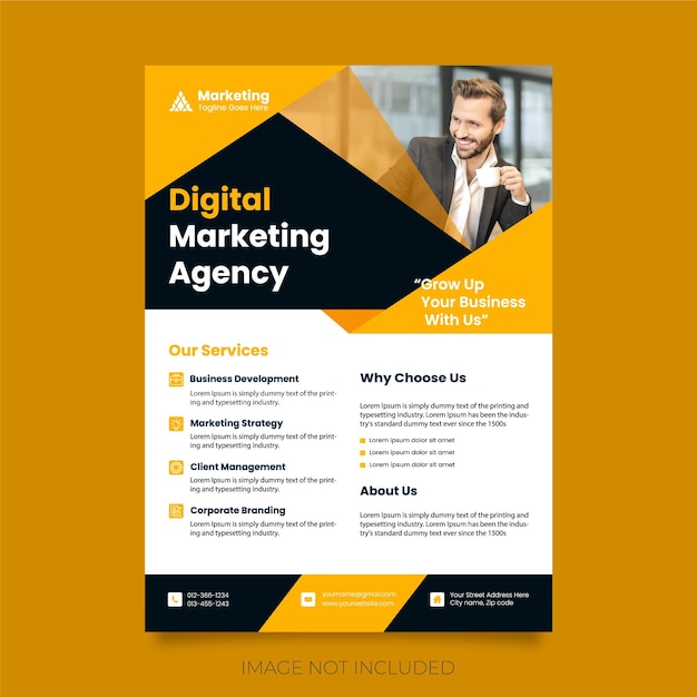 Corporate digital marketing agency flyer or poster design template