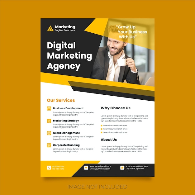 Corporate digital marketing agency flyer or poster design template