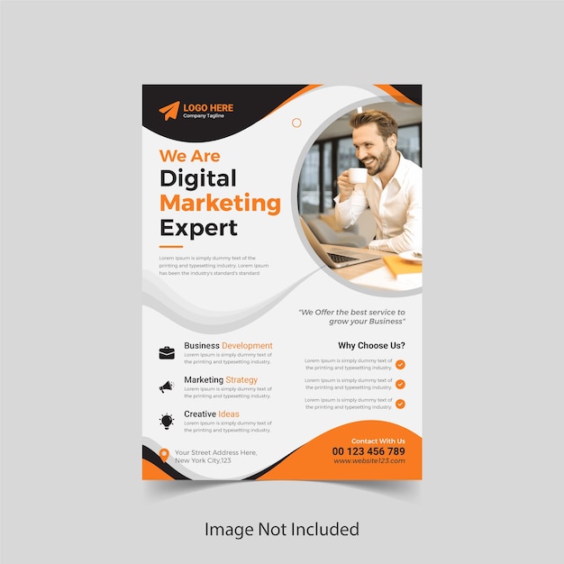 Дизайн шаблона флаера агентства цифрового маркетинга