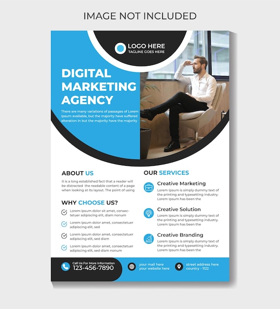 Corporate digital marketing agency flyer template