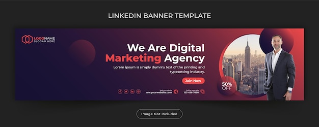 Corporate digital marketing agency linkedin banner template