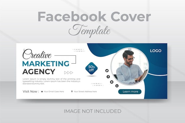 Corporate digital marketing agency social media facebook cover design template.