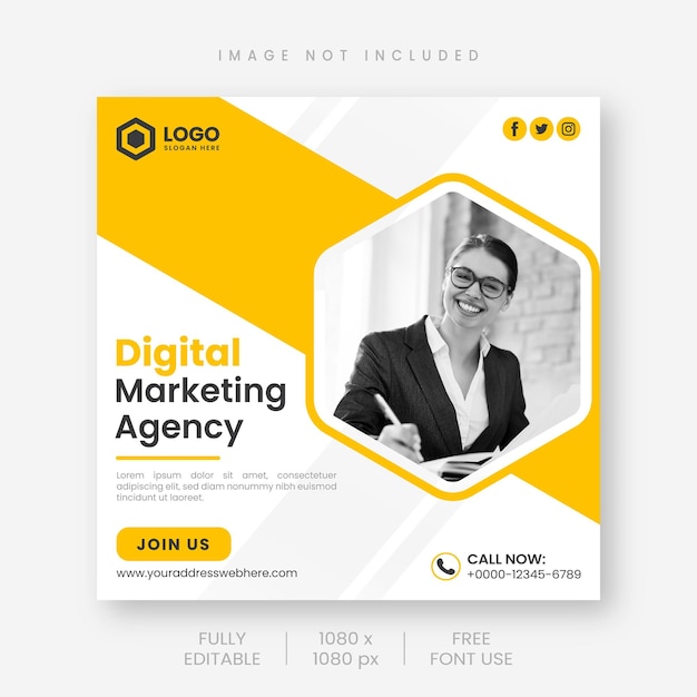 Vector corporate digital marketing agency social media post and banner template