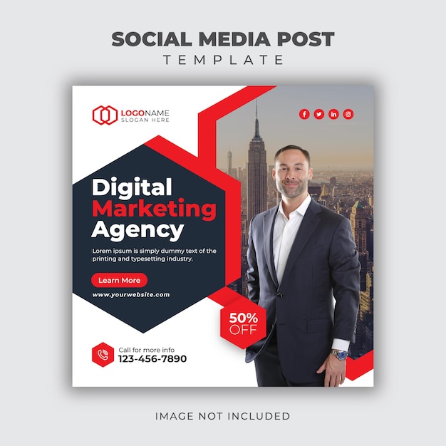 Vettore modello di post sui social media dell'agenzia di marketing aziendale e digitale