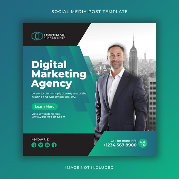 Corporate and digital marketing agency social media post and web banner template