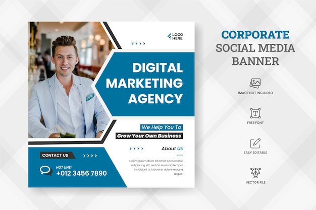 Corporate Digital marketing Banner post promotion and Instagram social media post template