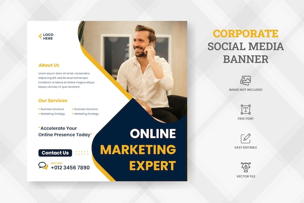 Corporate Digital marketing Banner post promotion and Instagram social media post template