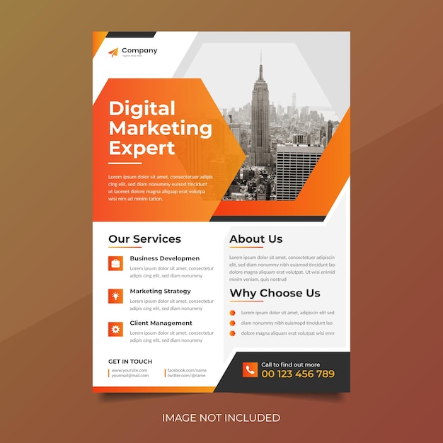 Corporate digital marketing expert business flyer design Premium Vector