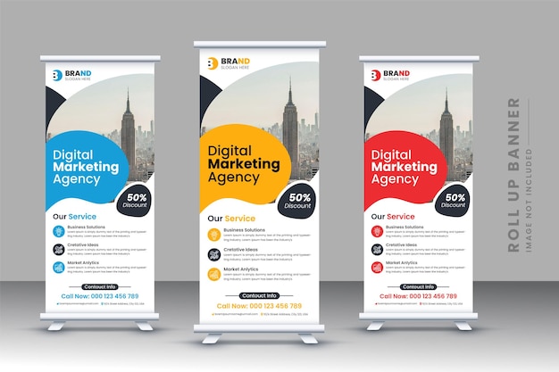 Vector corporate digital marketing rollup banner design template