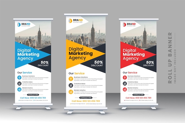 Vector corporate digital marketing rollup banner design template