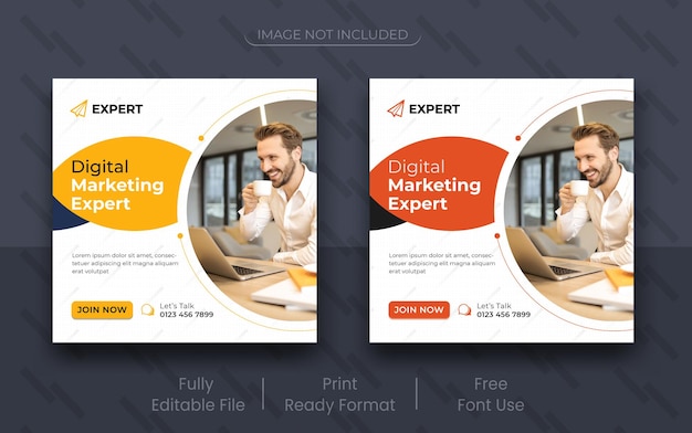 Corporate digital marketing social media and instagram post template