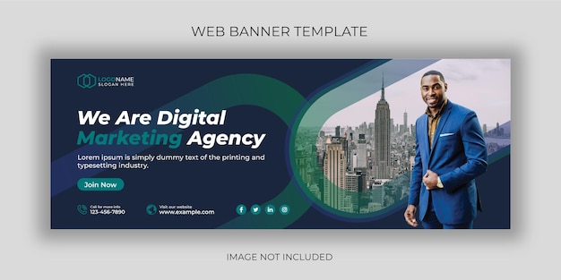 Vector corporate digital marketing social media post and web banner template