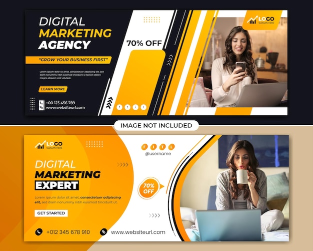 Corporate digital marketing web banner for promote your business online