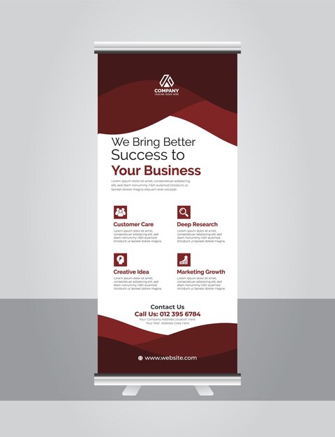 Corporate display standee polygonal rollup banner with Vector Template for business and advertisin