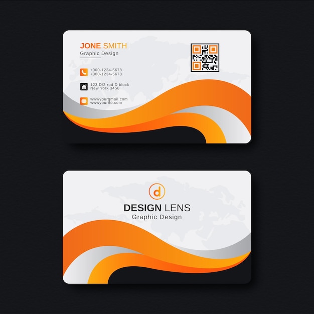 Vector corporate editable orange and silver gradient luxury business card template